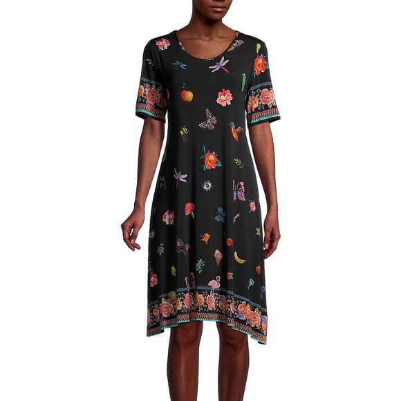 Johnny Was Zooey Bordered Swing Dress - Picture 1 of 6